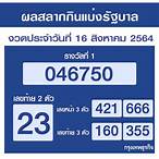 เช็คสลากกินแบ่งรัฐบาล 16 สิงหาคม 2564